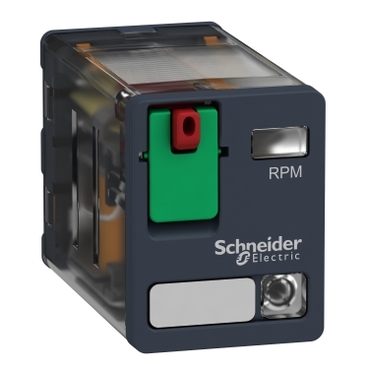 Schneider Signaling Zelio Relay_ Harmony, Power plug-in relay, 15 A, 2 CO, with LED, with lockable test button, 230 V AC_ [RPM22P7]
