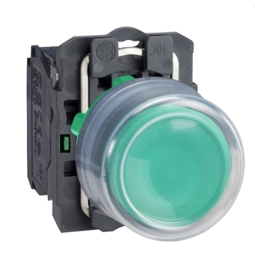 Schneider Signaling Harmony XB5_ Push button, plastic, projecting, green, Ø22, spring return, booted, unmarked, 1 NO_ [XB5AP31]