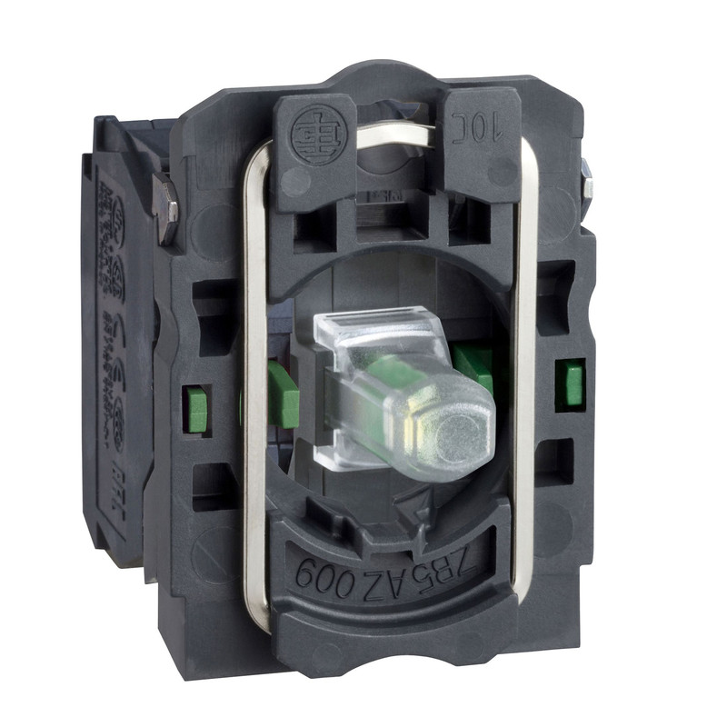 Schneider Signaling Harmony XB5_ Complete body/contact assembly and light block, Harmony XB5, XB4, orange with body/fixing collar with integral LED 24 V 2 NO_ [ZB5AW0B53]