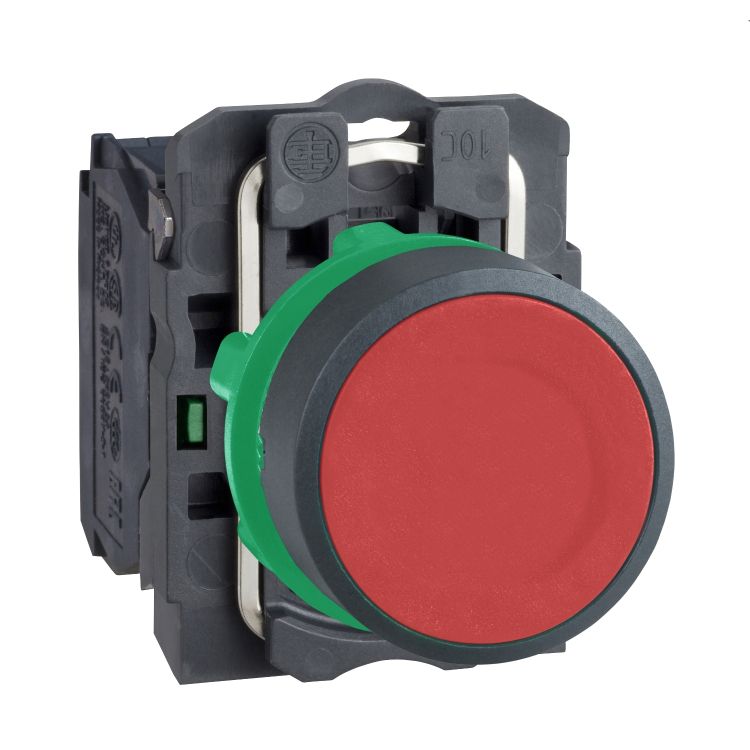 Schneider Signaling Harmony XB5_ red projecting complete push-button Diam22 spring return 1NO unmarked_ [XB5AA41]