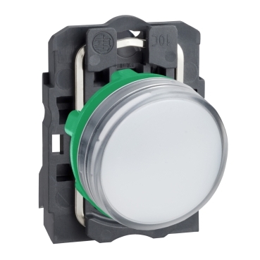 Schneider Signaling Harmony XB5_ Pilot light, plastic, white, Ø22, plain lens with integral LED, 110…120 V AC_ [XB5AVG1]