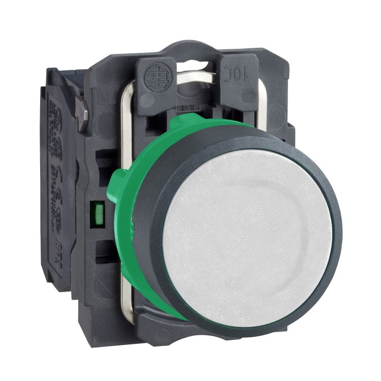 Schneider Signaling Harmony XB5_ Harmony XB5, Push button, plastic, flush, white, Ø22, spring return, unmarked, 1 NO_ [XB5AA11]