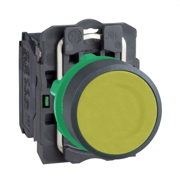 Schneider Signaling Harmony XB5_ Push button, plastic, flush, yellow, Ø22, spring return, unmarked, 1 NO_ [XB5AA51]