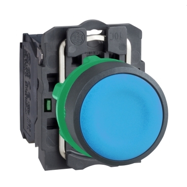 Schneider Signaling Harmony XB5_ Push button, plastic, flush, blue, Ø22, spring return, unmarked, 1 NO_ [XB5AA61]