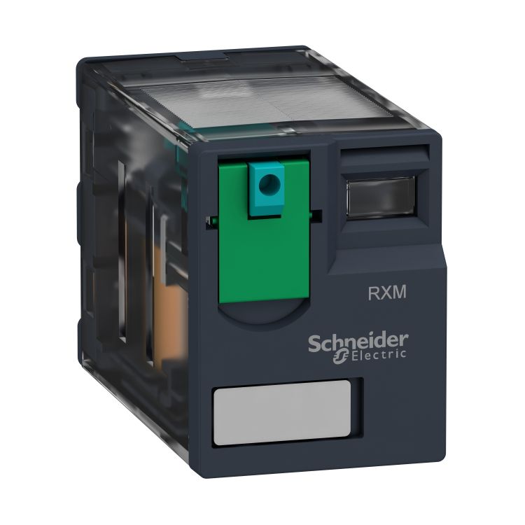 Schneider Signaling Zelio Relay_ Harmony, Miniature plug-in relay, 6 A, 4 CO, with lockable test button, 24 V DC_ [RXM4AB1BD]