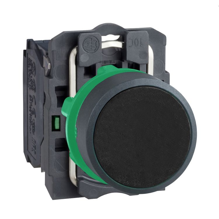 Schneider Signaling Harmony XB5_ Push button, plastic, flush, black, Ø22, spring return, unmarked, 1 NO_ [XB5AA21]