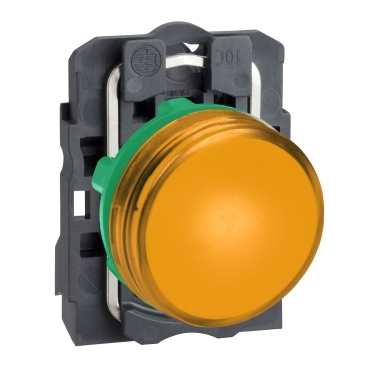 Schneider Signaling Harmony XB5_ Pilot light, plastic, orange, Ø22, plain lens with integral LED, 24 V AC/DC_ [XB5AVB5]