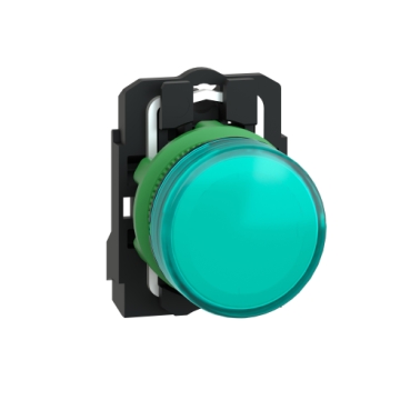 Schneider Signaling Harmony XB5_ Pilot light, plastic, green, Ø22, plain lens with integral LED, 110…120 V AC_ [XB5AVG3]