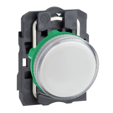 Schneider Signaling Harmony XB5_ white complete pilot light Ø22 plain lens for BA9s bulb 250V_ [XB5AV61]