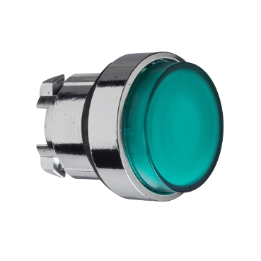 Schneider Signaling Harmony XB4_ green projecting illuminated pushbutton head Ø22 spring return for integral LED_ [ZB4BW133]