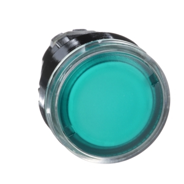Schneider Signaling Harmony XB4_ green flush illuminated pushbutton head Ø22 spring return for BA9s bulb_ [ZB4BW33]