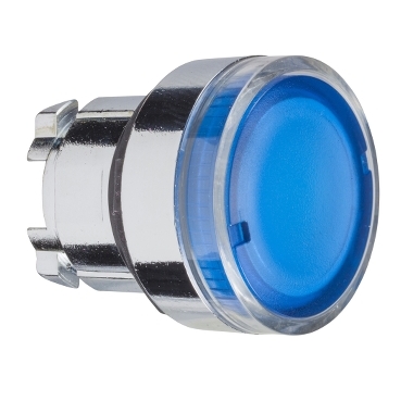 Schneider Signaling Harmony XB4_ blue flush illuminated pushbutton head Ø22 spring return for BA9s bulb_ [ZB4BW36]