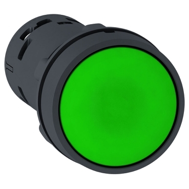 Schneider Signaling Harmony XB7_ green flush pushbutton Ø22 - push push-to-release 1N0+1NC screw clamp terminals_ [XB7NH35]