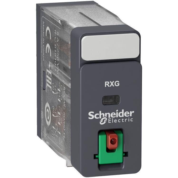 Schneider Signaling Zelio Relay_ interface plug-in relay - Zelio RXG - 2 C/O standard - 24V AC - 5A - with LTB_ [RXG21B7]