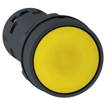 Schneider Signaling Harmony XB7_ Harmony XB7, Monolithic push button, plastic, yellow, Ø22, spring return, unmarked, 1 NO + 1 NC_ [XB7NA85]