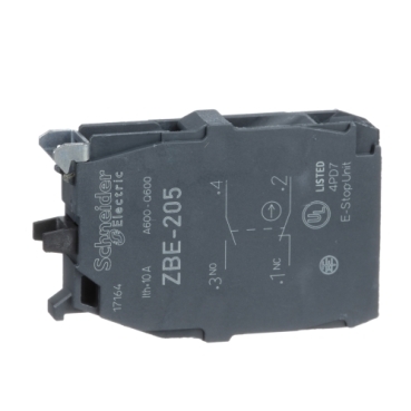 Schneider Signaling Harmony XB4_ double contact block's for head Ø22 1NO+1NC screw clamp terminal_ [ZBE205]