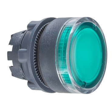 Schneider Signaling Harmony XB5_ green flush illuminated pushbutton head Ø22 spring return for integral LED_ [ZB5AW333]