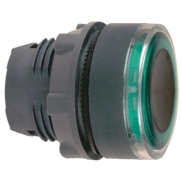 Schneider Signaling Harmony XB5_ green flush illuminated pushbutton head Ø22 spring return for integral LED_ [ZB5AW933]
