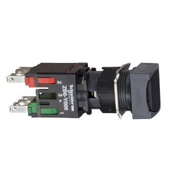 Schneider Signaling Harmony XB6_ Complete push button, Harmony XB6, black square flush pushbutton Ø 16 spring return 1NO+1NC unmarked_ [XB6CA25B]
