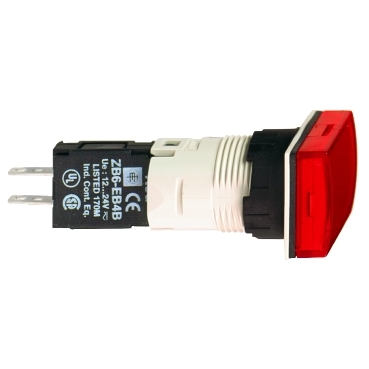 Schneider Signaling Harmony XB6_ Complete pilot light, Harmony XB6, rectangular red Ø 16 with integral LED 12...24 V_ [XB6DV4BB]
