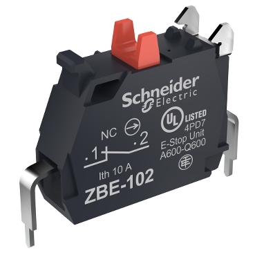 Schneider Signaling Harmony XB4_ single contact block - 1 NC - captive screw clamp terminals - XB5_ [ZBE102N]