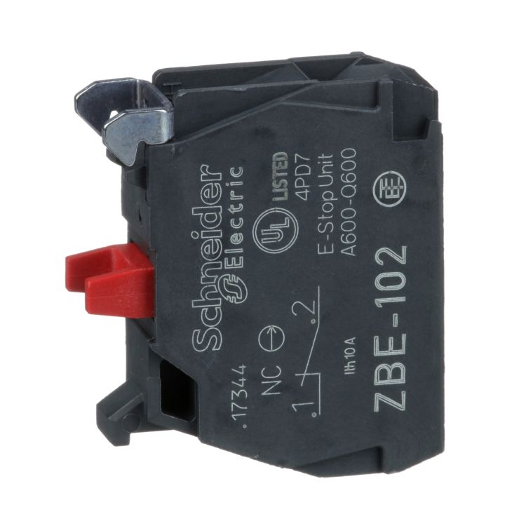 Schneider Signaling Harmony XB5_ single contact block for head Ø22 1NC silver alloy screw clamp terminal_ [ZBE102]