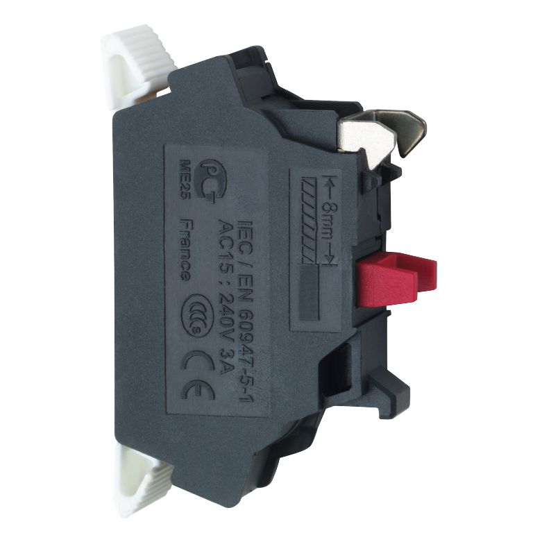 Schneider Signaling Harmony XB4_ Harmony XB4, Single contact block, silver alloy, spring clamp terminal,1 NC_ [ZBE1025]