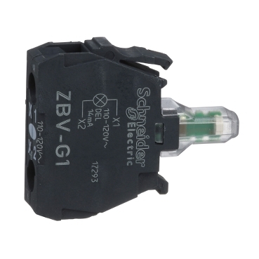 Schneider Signaling Harmony XB4_ white light block for head Ø22 integral LED 110...120V screw clamp terminals_ [ZBVG1]