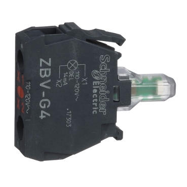 Schneider Signaling Harmony XB4_ red light block for head Ø22 integral LED 110...120V screw clamp terminals_ [ZBVG4]