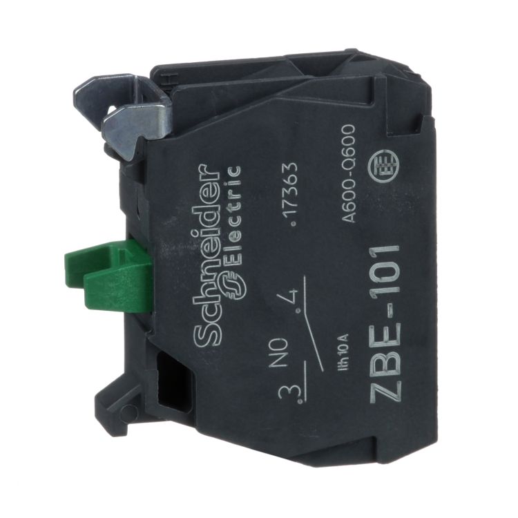 Schneider Signaling Harmony XB5_ single contact block for head Ø22 1NO silver alloy screw clamp terminal_ [ZBE101]