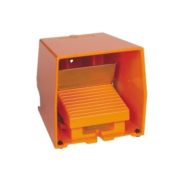 Schneider Signaling Preventa XPE_ Preventa XPE, Single foot switch, metal, orange, with cover, trigger mechanism, 2 steps, 2 NO + 2 NC_ [XPER711]