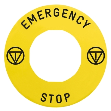 Schneider Signaling Harmony XB4_ marked legend Ø60 for emergency stop - EMERGENCY STOP/logo ISO13850_ [ZBY9330T]