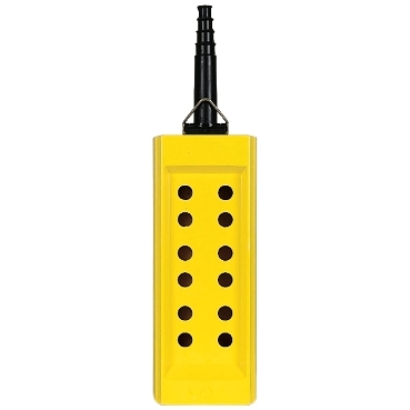 Schneider Signaling Harmony XAC_ Harmony XAC, Empty pendant control station, plastic, yellow, 12 cut-outs, for cable Ø 10…22 mm_ [XACB1215]