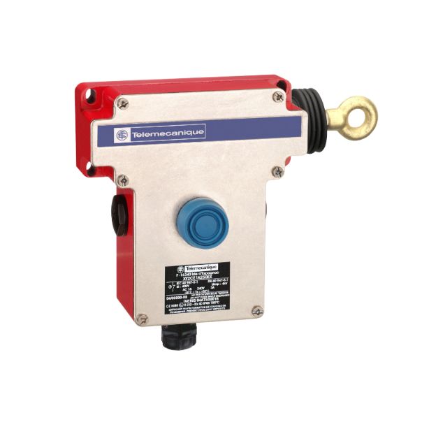 Schneider Signaling Preventa XY2 - ATEX D_ Latching emergency stop trip wire switch, Telemecanique Emergency stop rope pull switches XY2C, RH side -1NC+1 NO, booted pushbutton_ [XY2CE1A250EX]