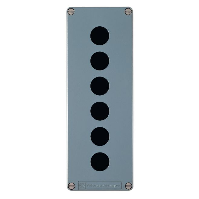 Schneider Signaling Harmony XAP, XB2 SL_ Harmony XAP, XB2 SL, Empty control station, zinc alloy, blue, 6 cut-outs, Ø22, with ISO cable entries, 80 x 220 x 77 mm_ [XAPM4506H29]