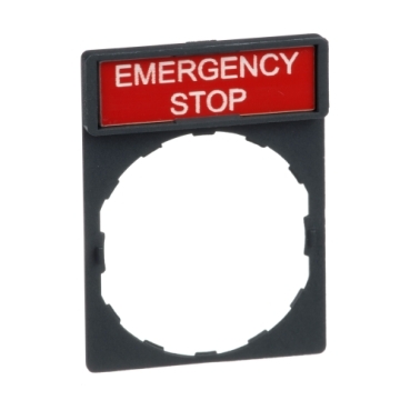 Schneider Signaling Harmony XB4_ legend holder 30 x 40 mm with legend 8 x 27 mm with marking EMERGENCY STOP_ [ZBY2330]