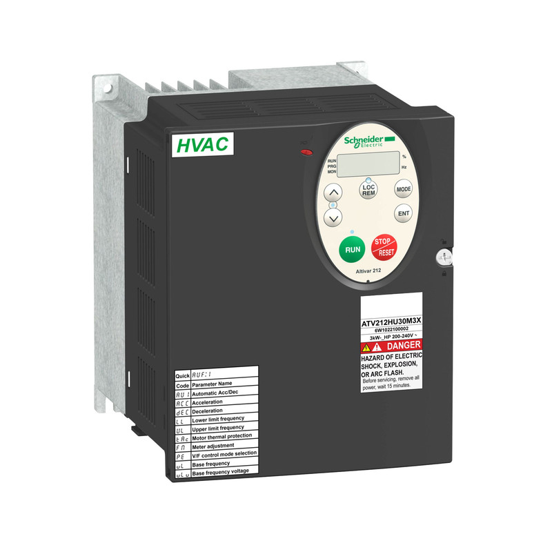 Schneider VFD Altivar 212_ variable speed drive ATV212 - 4kW - 5hp - 240V - 3ph - wo EMC - IP21_ [ATV212HU40M3X]