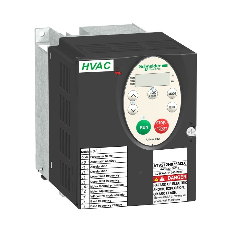 Schneider VFD Altivar 212_ variable speed drive ATV212 - 0.75kW - 1hp - 480V - 3ph - EMC - IP21_ [ATV212H075N4]
