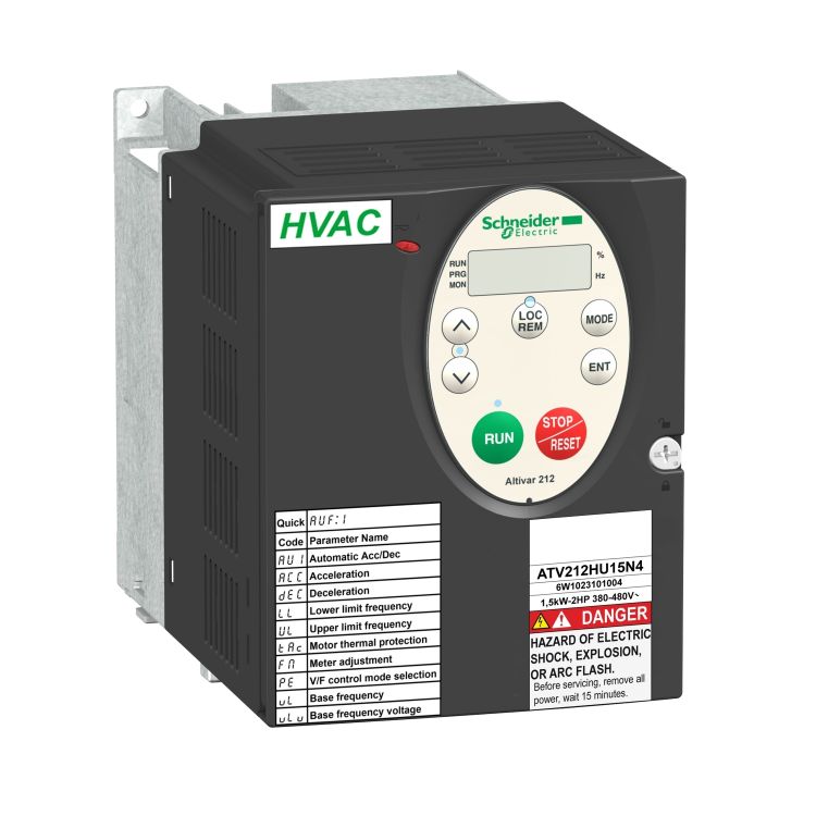 Schneider VFD Altivar 212_ variable speed drive ATV212 - 1.5kW - 2hp - 480V - 3ph - EMC - IP21_ [ATV212HU15N4]
