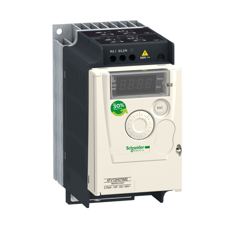 Schneider VFD Altivar 12 variable speed drive ATV12 - 0.75kW - 1hp - 200..240V 1ph with heat sink  [ATV12H075M2]