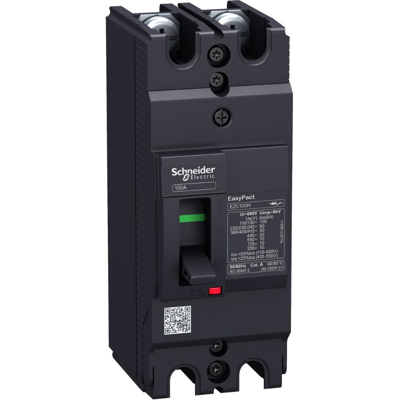 Schneider Breaker EasyPact EZC_ circuit Breaker Easypact EZC100H - TMD - 63 A - 2 poles 2d_ [EZC100H2063]