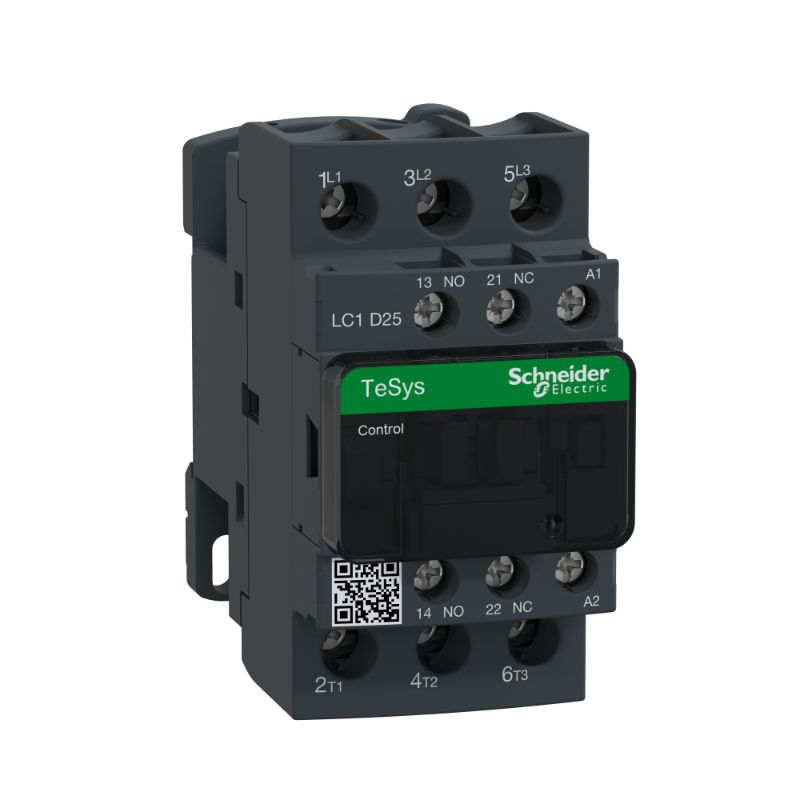 Schneider Breaker TeSys Deca contactors_ TeSys D contactor - 3P(3 NO) - AC-3 - <= 440 V 25 A - 24 V AC coil_ [LC1D25B7]