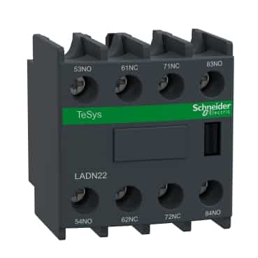 Schneider Breaker TeSys D_ LADN22 Auxiliary contact block, TeSys D, 2NO + 2NC, front mounting, screw terminals. [LADN22]