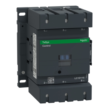 Schneider Breaker TeSys Deca contactors_ TeSys D contactor - 3P(3 NO) - AC-3 - <= 440 V 115 A - 110 V AC 50/60 Hz coil_ [LC1D115F7]