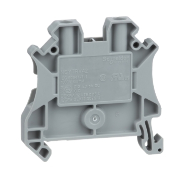 Schneider Terminal Block Linergy TR terminals blocks_ SCREW TERMINAL, FEED THROUGH, 2 POINTS, 4MM² , GREY_ [NSYTRV42]