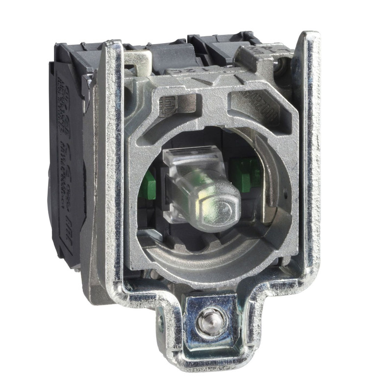 Schneider Signaling Harmony XB4, Light block with body/fixing collar, metal, orange, integral LED, 24 V AC/DC, 1 NO + 1 NC