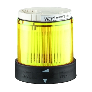 Schneider SignalingHarmony XVB, Illuminated unit for modular tower lights, plastic, yellow, Ø70, steady, integral LED, 24 V AC/DC