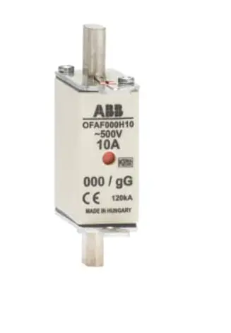 [1SCA022627R1040] ABB OFAF000H35 HRC FUSE LINK rated current 35A, size NH000, rated voltage 500VAC / 250VDC, utilization category gG, rated breaking capacity 120 kA (AC) / 80 (kA DC) [1SCA022627R1040]