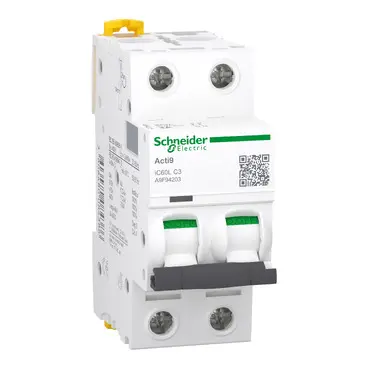 [A9F94203] Schneider iC60L - miniature circuit breaker - 2P - 3A - C curve