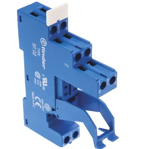[97.02SPA] Finder 97 8 Pin 250V ac DIN Rail Relay Socket, for use with 46.52 Series Relay [97.02SPA]